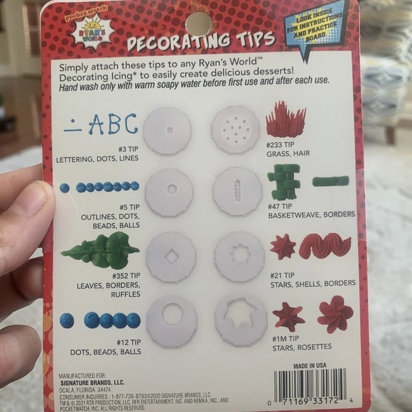 Lot of 3 Ryan's World Decorating Icing Tips plus 3 Frosting Yellow Blue Red - Picture 3 of 9